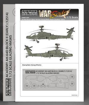 Warbird Decals 721004 1/72 AH64D Block II Early Version Canopy/Wheels Mask for ACY