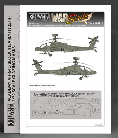 Warbird Decals 721004 1/72 AH64D Block II Early Version Canopy/Wheels Mask for ACY
