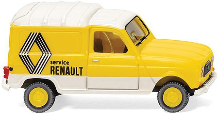 Wiking 22503 HO Scale 1961 Renault R4 Fourgonnette Delivery Truck - Assembled -- Renault Service (yellow, white)