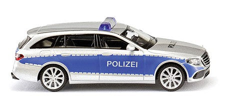 Wiking 22710 HO Scale 2017 Mercedes-Benz E-Klasse S213 Sedan - Assembled -- Police (silver, blue, German Lettering)