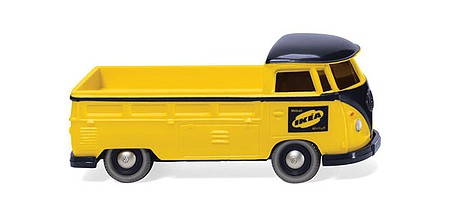 Wiking 29002 HO Scale 1963-1967 Volkswagen T1 Crew-Cab Pickup Truck - Assembled -- Ikea (yellow, black, German Lettering)