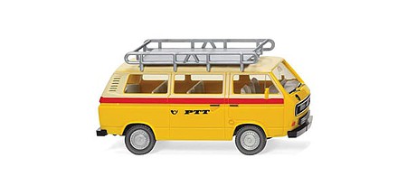 Wiking 29201 HO Scale 1979-1992 Volkswagen T3 Passenger Van - Assembled -- PTT (yellow, red, German Lettering)