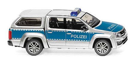 Wiking 31147 HO Scale 2010 Volkswagen Amarok Crew-Cab Pickup Truck - Assembled -- Police (blue, silver, German Lettering)