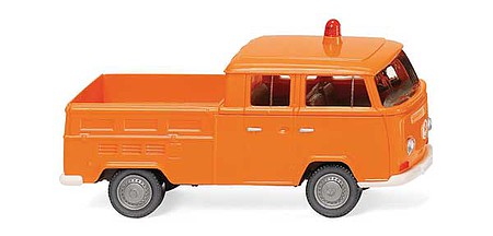 Wiking 31402 HO Scale 1967-1971 Volkswagen T2 Crew-Cab Pickup Truck - Assembled -- City Maintenance (orange)