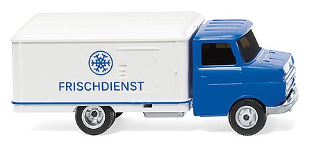 Wiking 35401 HO Scale 1968 Opel Blitz Reefer Delivery Truck - Assembled -- Frischdienst (blue, white, German Lettering)