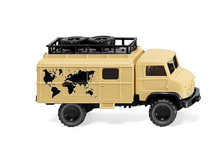 Wiking 36001 HO Scale 1955-1980 Unimog S 404 Heavy-Duty Personnel Truck - Assembled -- Globetrotter (ivory, black)