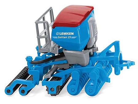 Wiking 37819 HO Scale Lemken Solitair 25 Seeder with Heliodor 9 Compact Disc Harrow - Assembled -- Blue, Red, Gray