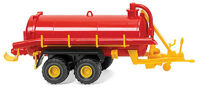 Wiking 38202 HO Scale Vacuum Barrel Trailer - Assembled -- Red, Yellow