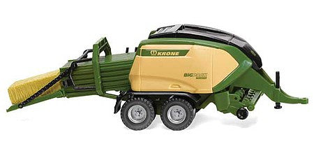 Wiking 38405 HO Scale Krone BiG Pack 1290 HDP VC Hay Baler Trailer - Assembled -- Green, Yellow