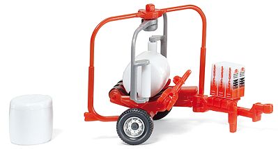Wiking 38440 HO Scale Kuhn Hay Baler Trailer - Assembled -- White, Red