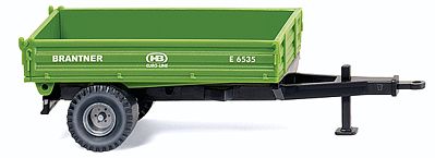 Wiking 38807 HO Scale Brantner Low-Side Single-Axle Farm Trailer - Assembled -- Green