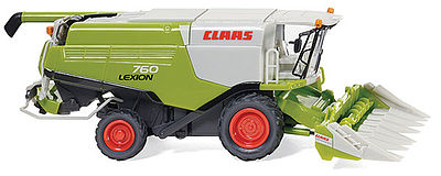 Wiking 38911 HO Scale Claas Lexion 760 Combine w/Conspeed Corn Head - Assembled -- Claas (green, white, red)