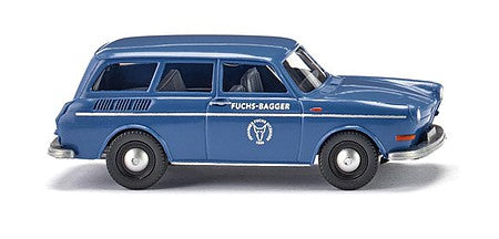 Wiking 4203 HO Scale 1969-1973 Volkswagen 1600 Variant Station Wagon - Assembled -- Fuchs-Bagger (blue, German Lettering)