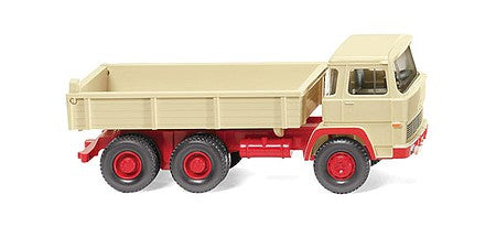 Wiking 42405 HO Scale 1963-1973 Magirus Saturn Low-Side Dump Truck - Assembled -- Ivory, Red