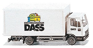 Wiking 42501 HO Scale 1966-1968 Magirus 100 D7 Box-Body Delivery Truck - Assembled -- Bastert (black, gray, red, blue, German Lettering)