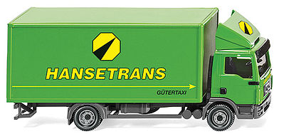 Wiking 43506 HO Scale MAN TGL Box-Body Delivery Truck - Assembled -- Hansetrans (green, yellow, German Lettering)