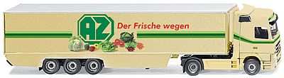 Wiking 52804 HO Scale Mercedes Benz Actros Tractor w/Reefer Trailer -- AZ Kempen (yellow, green)