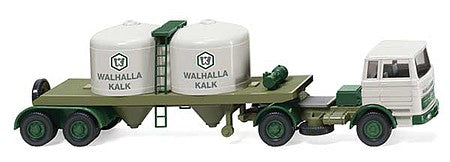 Wiking 53403 HO Scale 1966-1968 Mercedes-Benz 1620 Bulk Chemical Truck - Assembled -- Walhalla Kalk (white, green, German Lettering)
