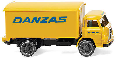 Wiking 54004 HO Scale 1960 MAN 415 Box-Body Delivery Truck - Assembled -- Danzas (yellow, blue)
