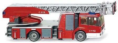 Wiking 62704 HO Scale Mercedes-Benz Econic Metz DL32 Fire Ladder - Assembled -- Fire Dept. (red, white, German Lettering)