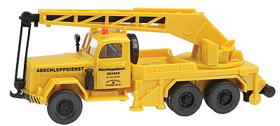 Wiking 63001 HO Scale Magirus Uranus Crane Truck (Wrecker) -- Abschleppdienst Henker (German, yellow)