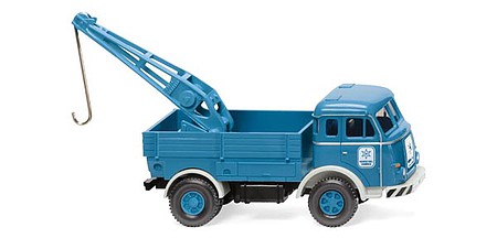 Wiking 63407 HO Scale 1955-1961 Henschel Tow Truck - Assembled -- Henschel Service (blue, white, German Lettering)