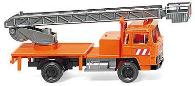 Wiking 64401 HO Scale Magirus Aerial Lift Truck - Assembled -- Orange