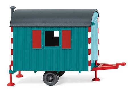 Wiking 65607 HO Scale Construction Site Office Trailer - Assembled -- Water Blue, Red