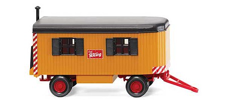 Wiking 65608 HO Scale Construction Site Office Trailer - Assembled -- Bolling (yellow, black, red)
