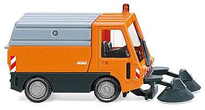 Wiking 65704 HO Scale Hako Citymaster 1750 Street Sweeper - Assembled -- Orange, Gray