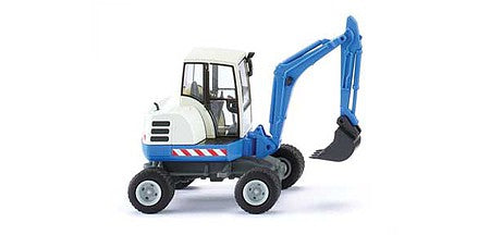 Wiking 65807 HO Scale Schaeff HR 18 Wheel Mini-Excavator with Shovel - Assembled -- Blue, White