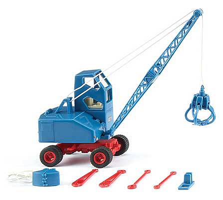 Wiking 66202 HO Scale 1959 Fuchs F 301 Excavator - Assembled -- Blue, Red