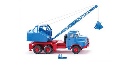 Wiking 66206 HO Scale MAN-Fuchs Crane Truck - Assembled -- Blue, Red