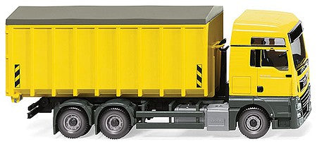 Wiking 67205 HO Scale MAN TGX Euro 6c Roll-Off Dump Truck - Assembled -- Meiller (yellow)