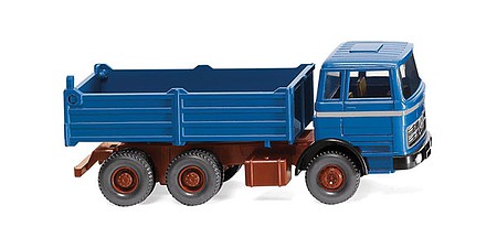 Wiking 67309 HO Scale 1963-1967 Mercedes-Benz High-Side Tipper Dump Truck - Assembled -- Blue, White, Red