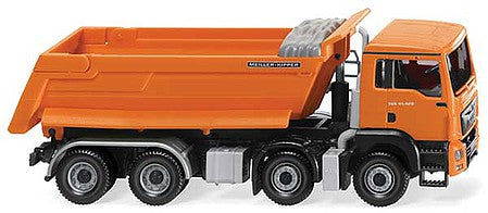Wiking 67448 HO Scale MAN TGS Euro 6 with Dump Trailer - Assembled -- Meiller (orange, German Lettering)