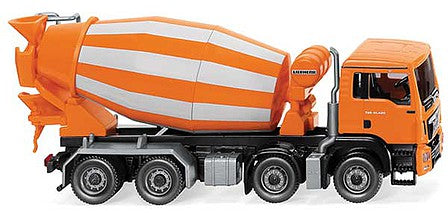 Wiking 68148 HO Scale MAN TGS Euro 6 Liebherr Cement Mixer Truck - Assembled -- Orange, White