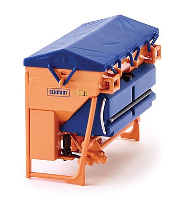 Wiking 77389 11689 Scale Schmidt Traxos FS 12 Salt Spreader - Assembled -- Blue, Orange, Black