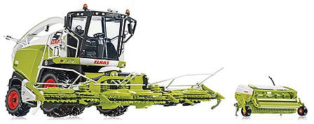 Wiking 77812 11689 Scale Claas Jaguar 860 Forage Harvester w/Orbis 750 & Pick Up 300 - Assembled -- Claas (green, white, red)