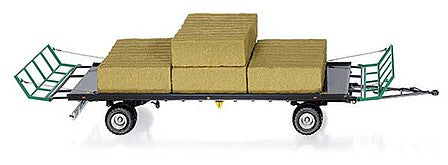 Wiking 77831 11689 Scale Oehler ZDK 120 B Two-Axle Hay Bale Trailer, Load - Assembled -- Black, Green