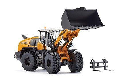Wiking 77840 1168 Scale Liebherr L 556 Wheel Loader - Assembled -- Yellow, Black, White
