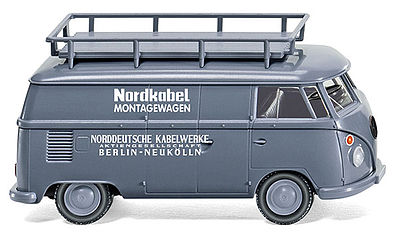 Wiking 79715 HO Scale 1963 Volkswagen T1 Cargo Van - Assembled -- Nordkabel (gray, white, German Lettering)