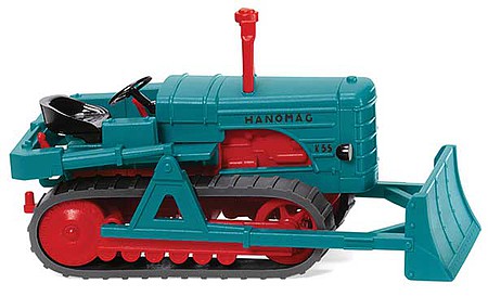 Wiking 84437 HO Scale 1952-1960 Hanomag K55 Crawler Tractor - Assembled -- Blue, Red