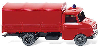 Wiking 86127 HO Scale Opel Blitz Low-Side Truck w/Tarp Cover - Assembled -- Fire Department (red, German Lettering)
