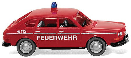 Wiking 86139 HO Scale 1968 Volkswagen 411 Hatchback - Assembled -- Fire Dept. (red, white, German Lettering)