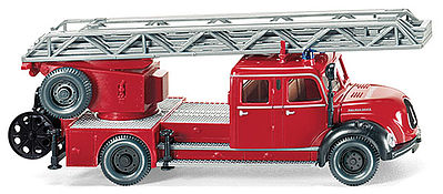Wiking 86234 HO Scale Magirus DL 25h Aerial Lift Ladder Truck - Assembled -- Fire Department (red, black, German Lettering)