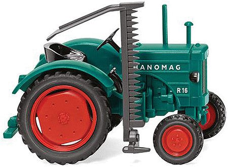 Wiking 88506 HO Scale 1953-1958 Hanomag R 16 Farm Tractor - Assembled -- Opal Green, Red