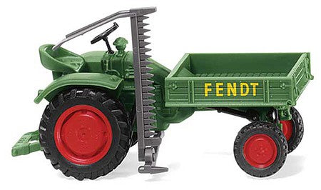 Wiking 89938 HO Scale 1968 Fendt Equipment Carrier with Cutter - Assembled -- Green, Red