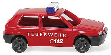 Wiking 93405 N Scale Volkswagen Golf III - Assembled -- Fire Department (red, German Lettering)
