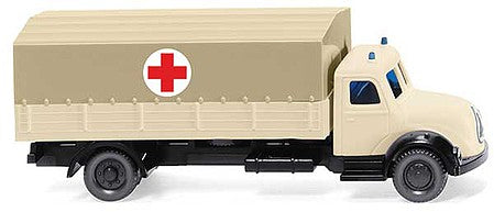 Wiking 94904 N Scale 1958-1967 Magirus Low-Side Truck - Assembled -- German red Cross DRK (beige)